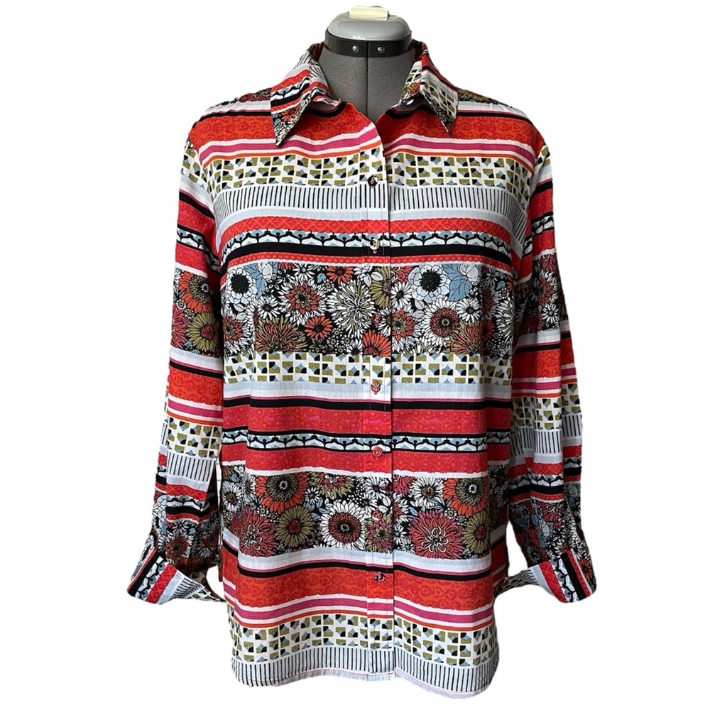 Foil printed button-front shirt size 14